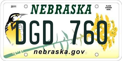 NE license plate DGD760