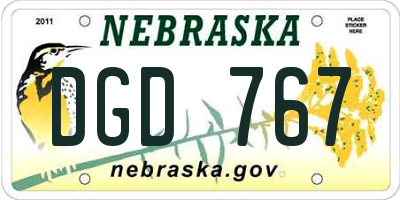 NE license plate DGD767