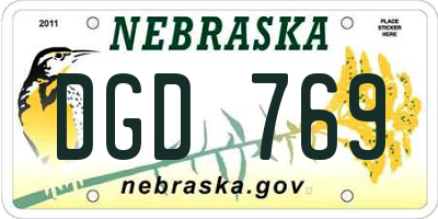 NE license plate DGD769