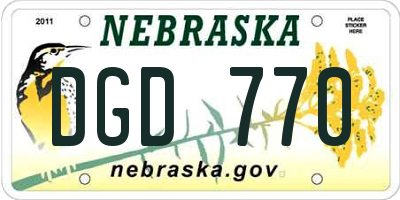 NE license plate DGD770