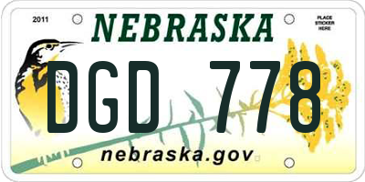 NE license plate DGD778