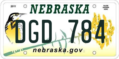 NE license plate DGD784