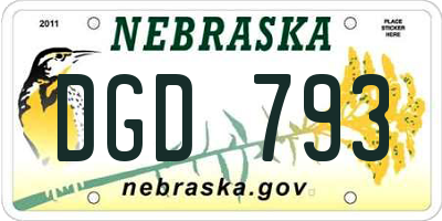 NE license plate DGD793