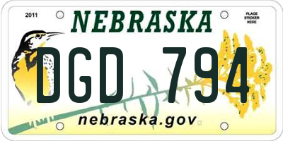 NE license plate DGD794