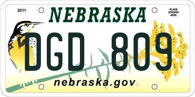 NE license plate DGD809