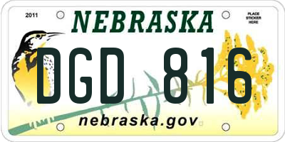 NE license plate DGD816