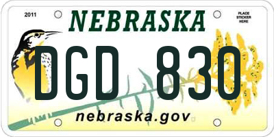 NE license plate DGD830