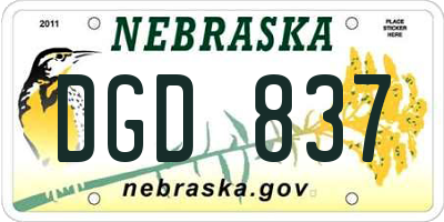 NE license plate DGD837