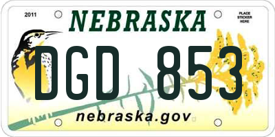 NE license plate DGD853