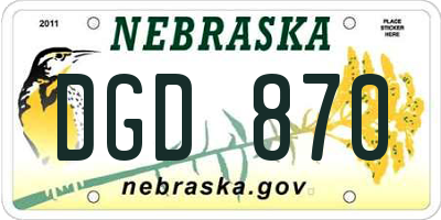 NE license plate DGD870