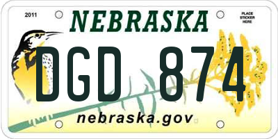 NE license plate DGD874
