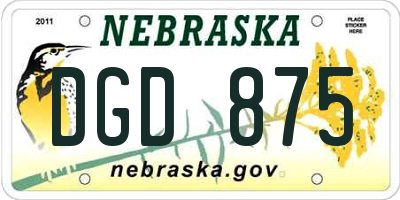 NE license plate DGD875