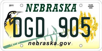 NE license plate DGD905