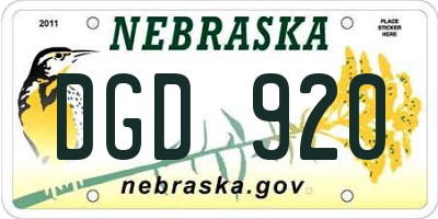 NE license plate DGD920