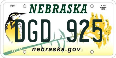 NE license plate DGD925
