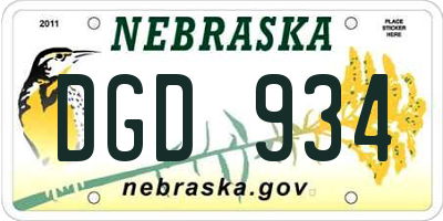 NE license plate DGD934