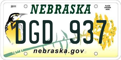 NE license plate DGD937