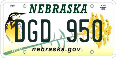 NE license plate DGD950