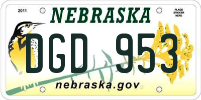 NE license plate DGD953