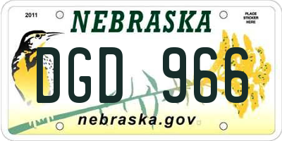 NE license plate DGD966