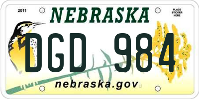 NE license plate DGD984