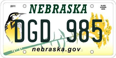 NE license plate DGD985