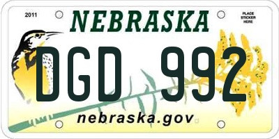 NE license plate DGD992