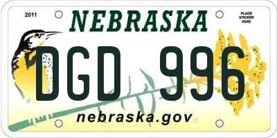 NE license plate DGD996