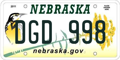 NE license plate DGD998