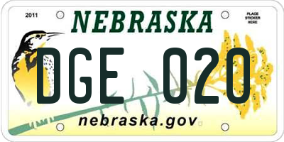 NE license plate DGE020