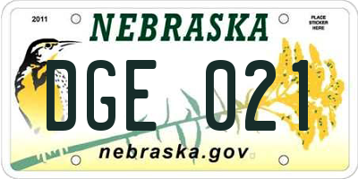 NE license plate DGE021