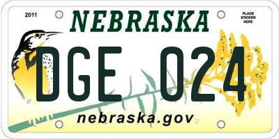 NE license plate DGE024