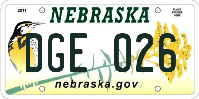 NE license plate DGE026