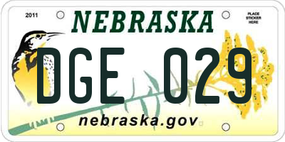 NE license plate DGE029