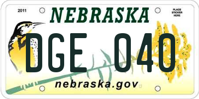 NE license plate DGE040