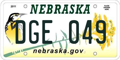 NE license plate DGE049