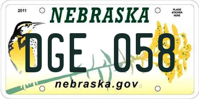 NE license plate DGE058