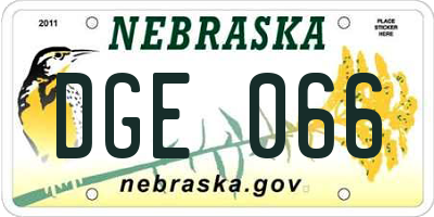 NE license plate DGE066