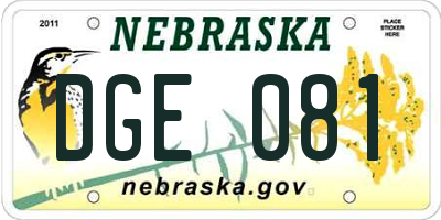 NE license plate DGE081