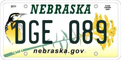 NE license plate DGE089