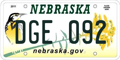 NE license plate DGE092