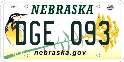 NE license plate DGE093