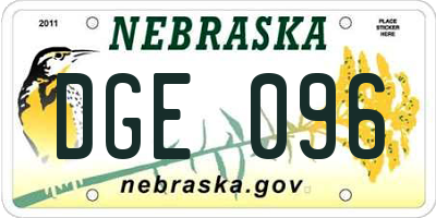 NE license plate DGE096