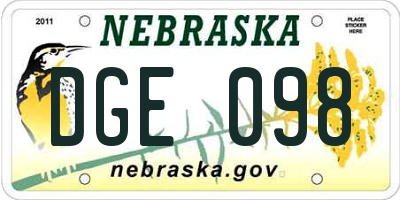 NE license plate DGE098