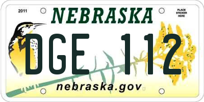 NE license plate DGE112