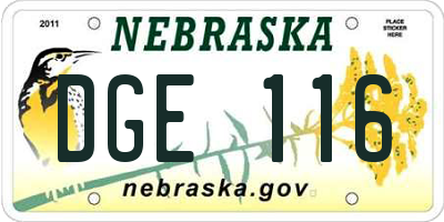 NE license plate DGE116