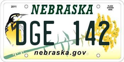 NE license plate DGE142
