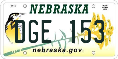 NE license plate DGE153