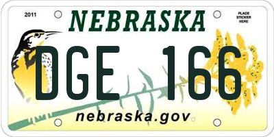 NE license plate DGE166