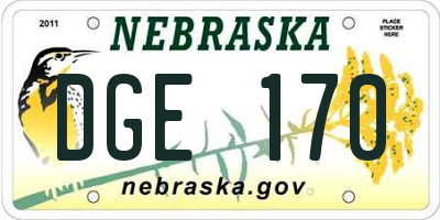 NE license plate DGE170
